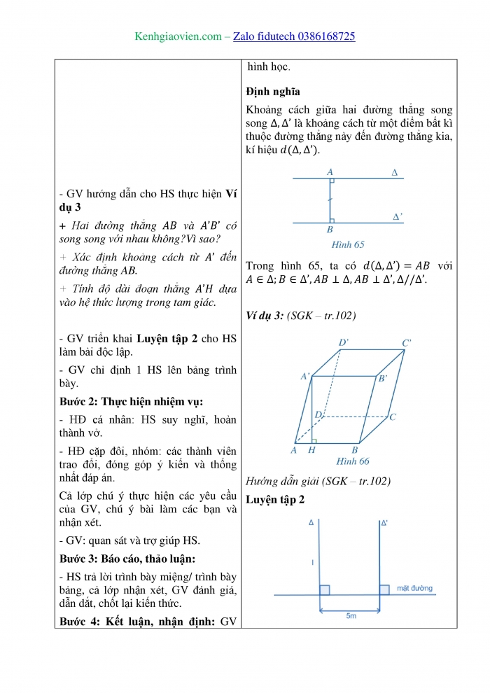 Giáo án và PPT Toán 11 cánh diều Bài 5: Khoảng cách