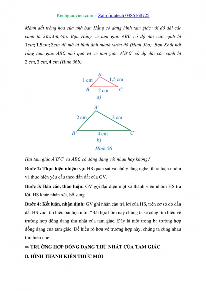 Giáo án và PPT Toán 8 cánh diều Bài 6: Trường hợp đồng dạng thứ nhất của tam giác