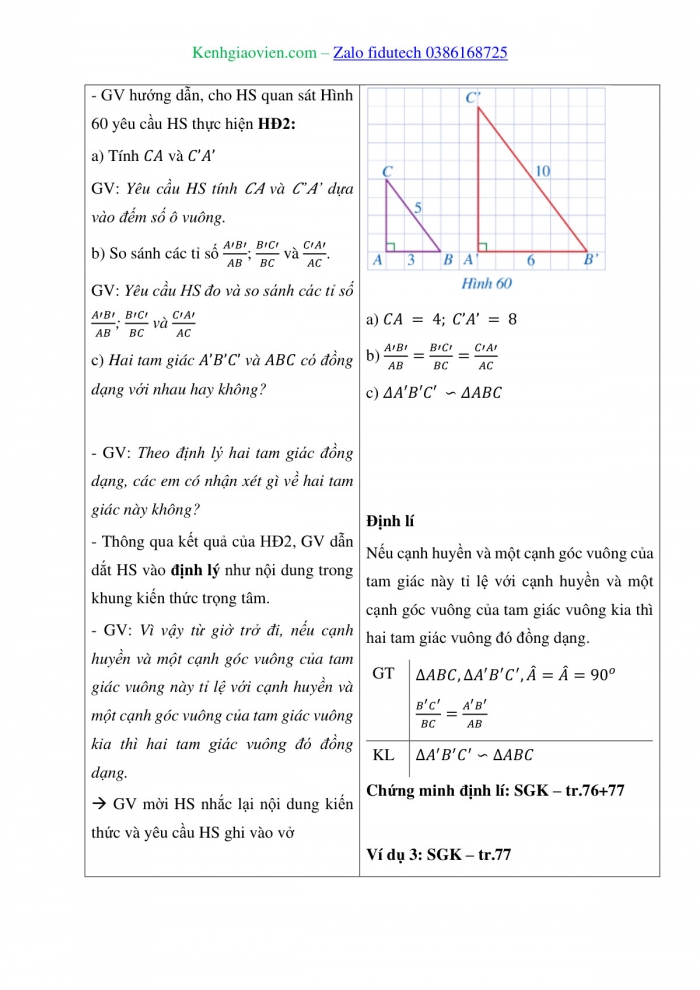 Giáo án và PPT Toán 8 cánh diều Bài 6: Trường hợp đồng dạng thứ nhất của tam giác