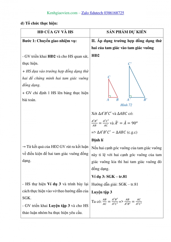 Giáo án và PPT Toán 8 cánh diều Bài 7: Trường hợp đồng dạng thứ hai của tam giác