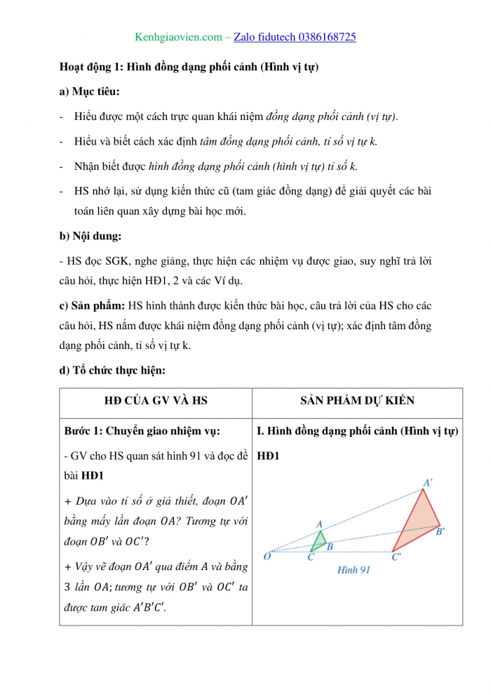 Giáo án và PPT Toán 8 cánh diều Bài 9: Hình đồng dạng