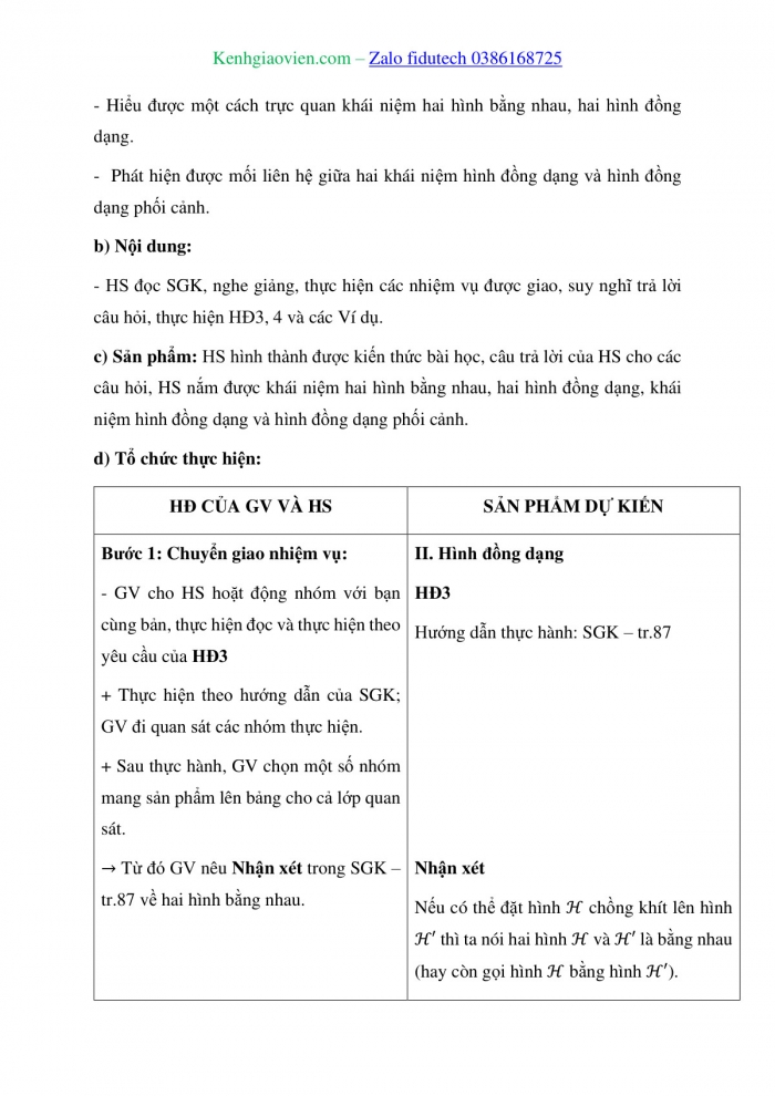 Giáo án và PPT Toán 8 cánh diều Bài 9: Hình đồng dạng