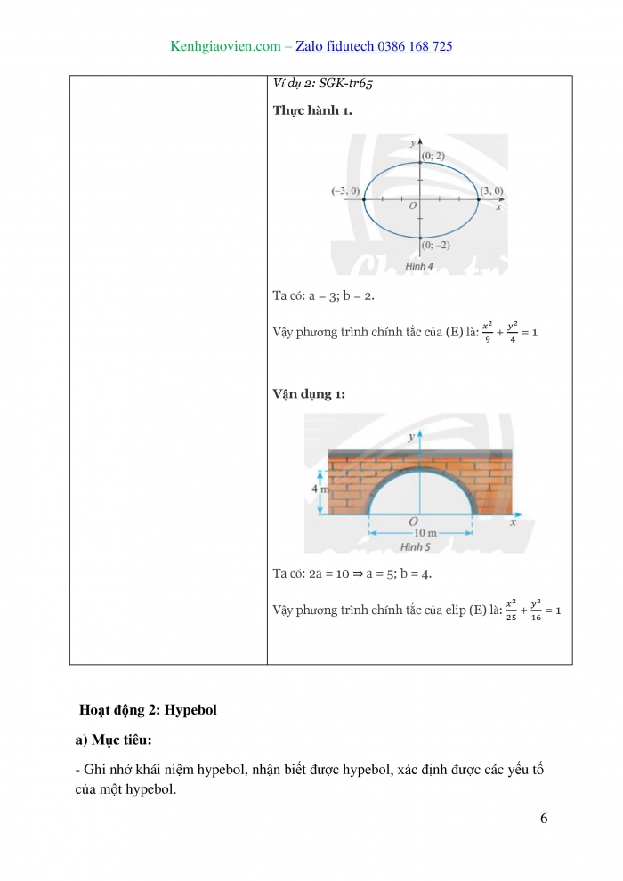 Giáo án và PPT Toán 10 chân trời Bài 4: Ba đường conic trong mặt phẳng toạ độ