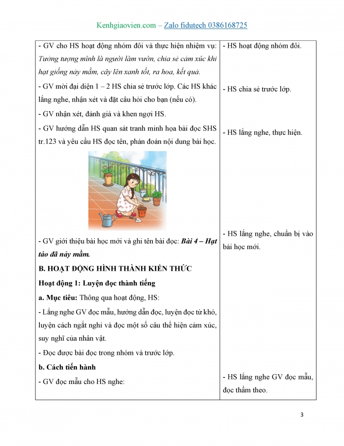 Giáo án và PPT Tiếng Việt 4 chân trời Bài 4: Hạt táo đã nảy mầm