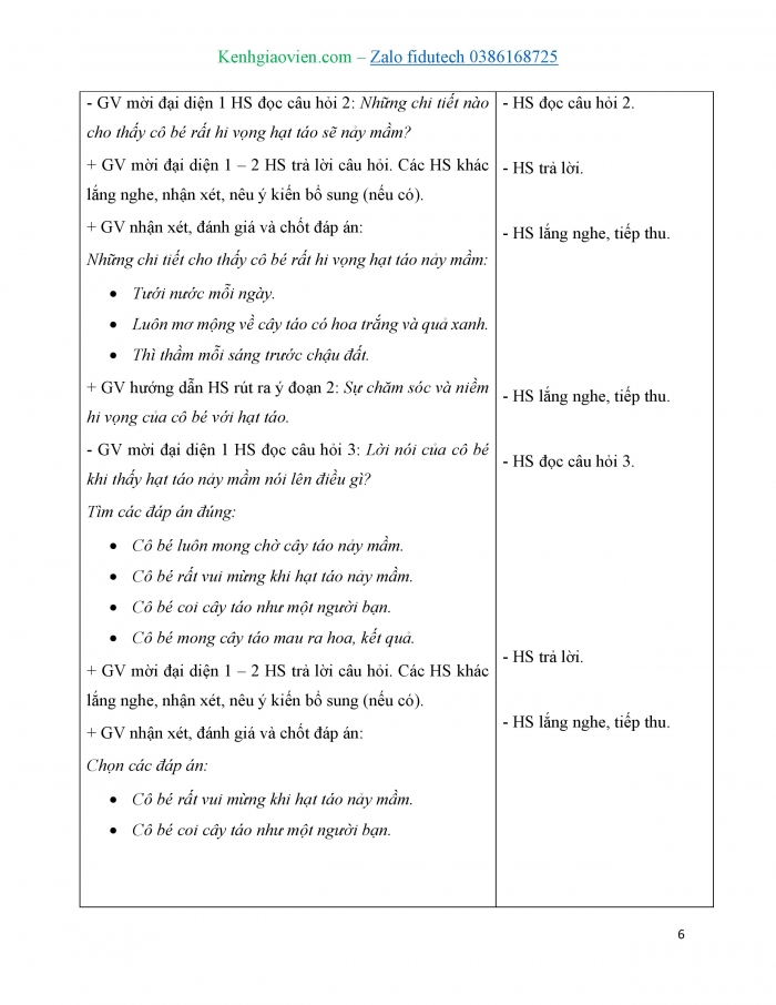 Giáo án và PPT Tiếng Việt 4 chân trời Bài 4: Hạt táo đã nảy mầm