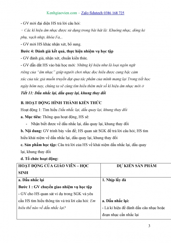 Giáo án và PPT Âm nhạc 7 kết nối Tiết 11: Lí thuyết âm nhạc Dấu nhắc lại, dấu quay lại, khung thay đổi, Đọc nhạc Bài đọc nhạc số 2