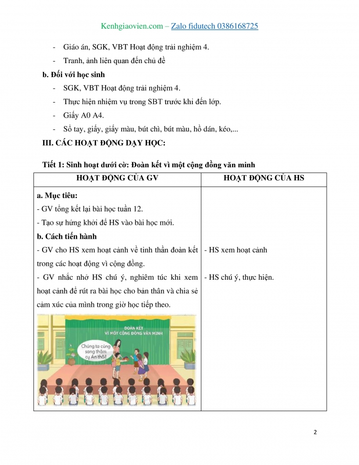 Giáo án và PPT Hoạt động trải nghiệm 4 chân trời bản 2 Chủ đề 4: Hoạt động vì cộng đồng - Tuần 13