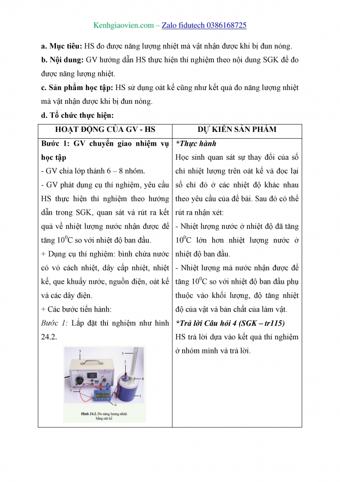 Giáo án và PPT KHTN 8 cánh diều Bài 24: Năng lượng nhiệt