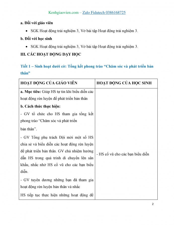 Giáo án và PPT Hoạt động trải nghiệm 3 chân trời Chủ đề 6: Chăm sóc và phát triển bản thân - Tuần 23