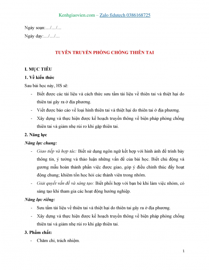 Giáo án và PPT Hoạt động trải nghiệm 8 cánh diều Chủ đề 7 Thiên nhiên quanh ta - Tuyên truyền phòng chống thiên tai