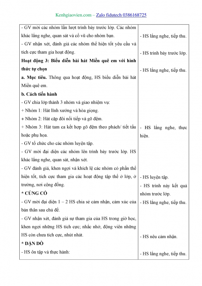 Giáo án và PPT Âm nhạc 4 kết nối Tiết 30: Tổ chức hoạt động Vận dụng - Sáng tạo