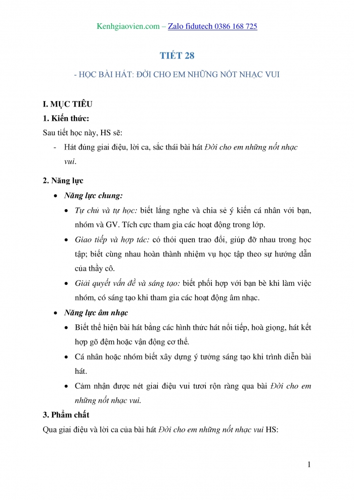 Giáo án và PPT Âm nhạc 7 kết nối Tiết 28: Học bài hát Đời cho em những nốt nhạc vui