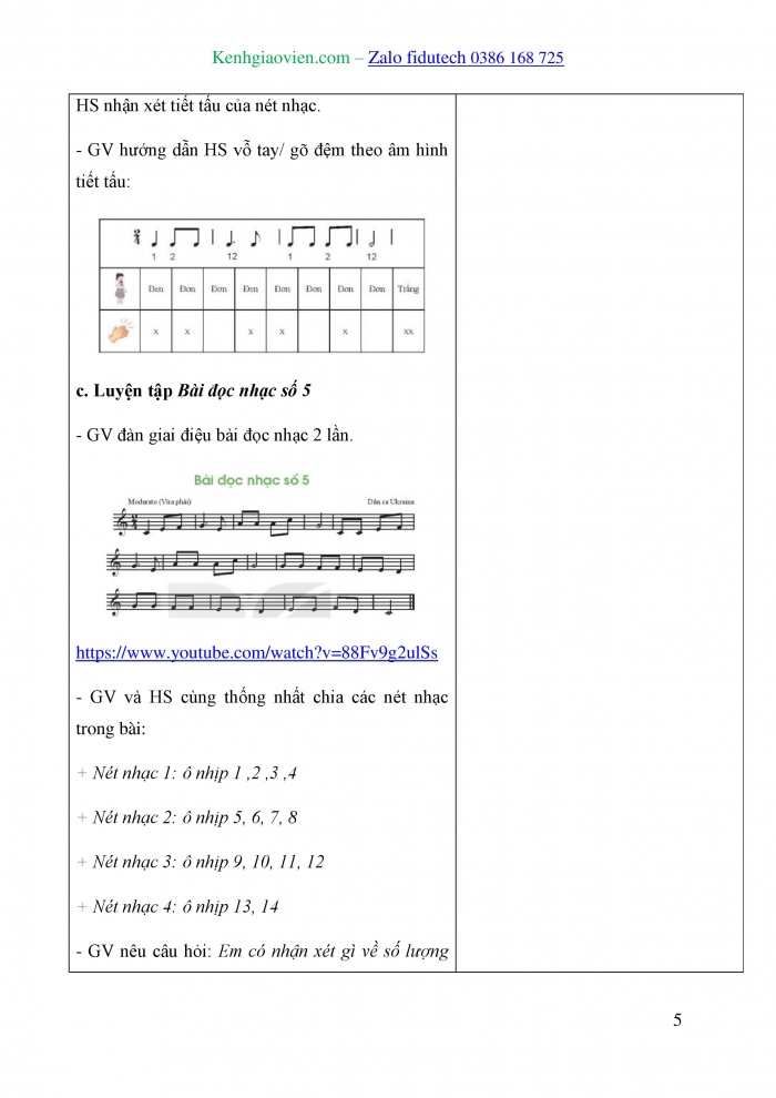 Giáo án và PPT Âm nhạc 7 kết nối Tiết 29: Đọc nhạc Bài đọc nhạc số 5, Ôn tập Bài hát Đời cho em những nốt nhạc vui