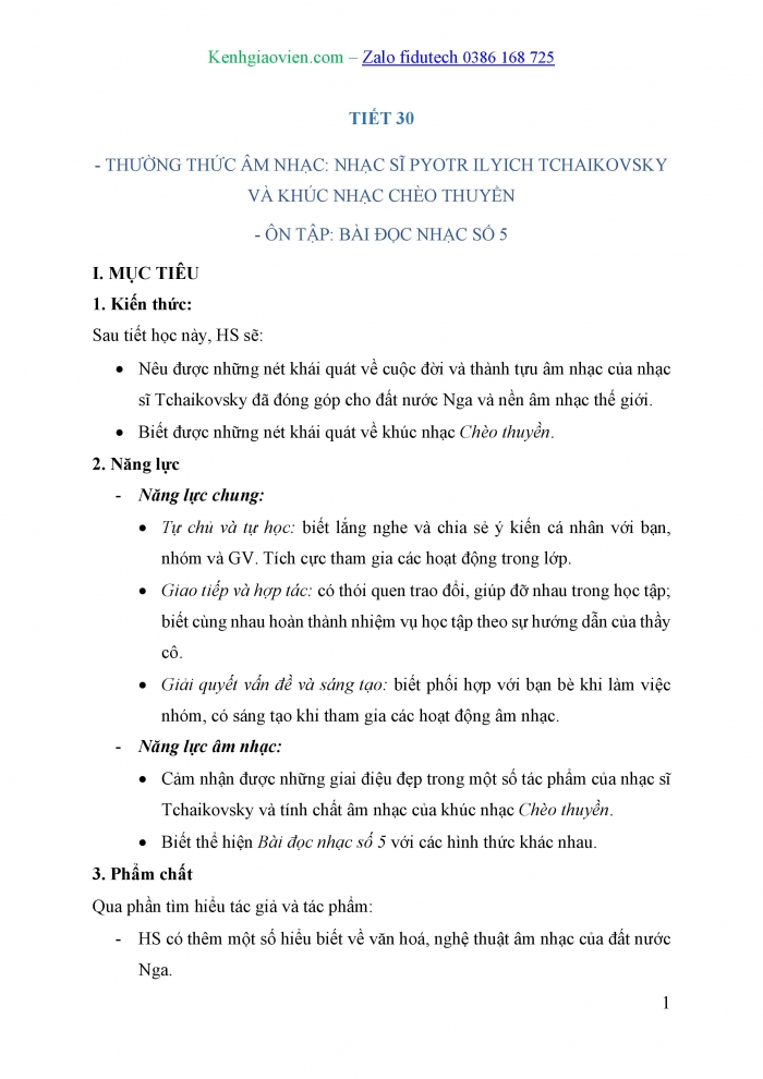 Giáo án và PPT Âm nhạc 7 kết nối Tiết 30: Thường thức âm nhạc Nhạc sĩ Pyotr Ilyich Tchaikovsky và khúc nhạc Chèo thuyền, Ôn tập Bài đọc nhạc số 5