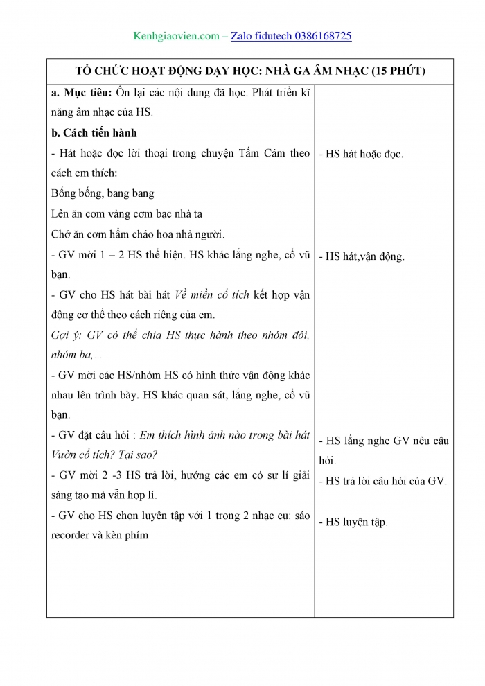 Giáo án và PPT Âm nhạc 4 chân trời Tiết 4: Thường thức âm nhạc Giới thiệu nhạc cụ Việt Nam, Nhà ga âm nhạc