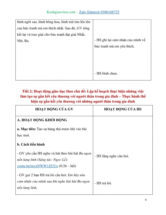 Giáo án và PPT Hoạt động trải nghiệm 4 chân trời bản 1 Chủ đề 7: Gắn kết gia đình Quý trọng phụ nữ - Tuần 25