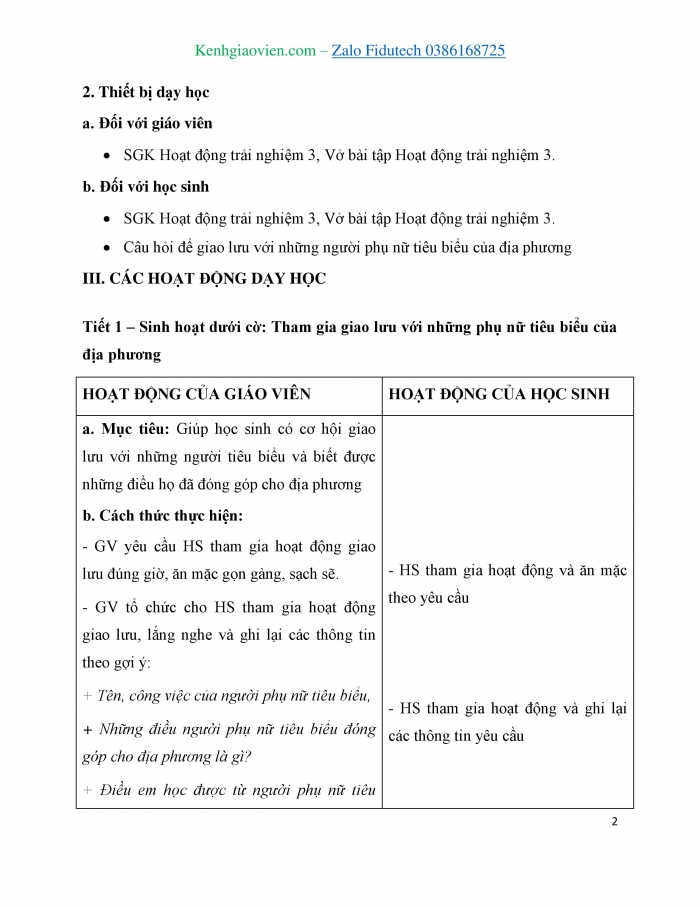 Giáo án và PPT Hoạt động trải nghiệm 3 chân trời Chủ đề 7: Yêu thương gia đình Quý trọng phụ nữ - Tuần 26