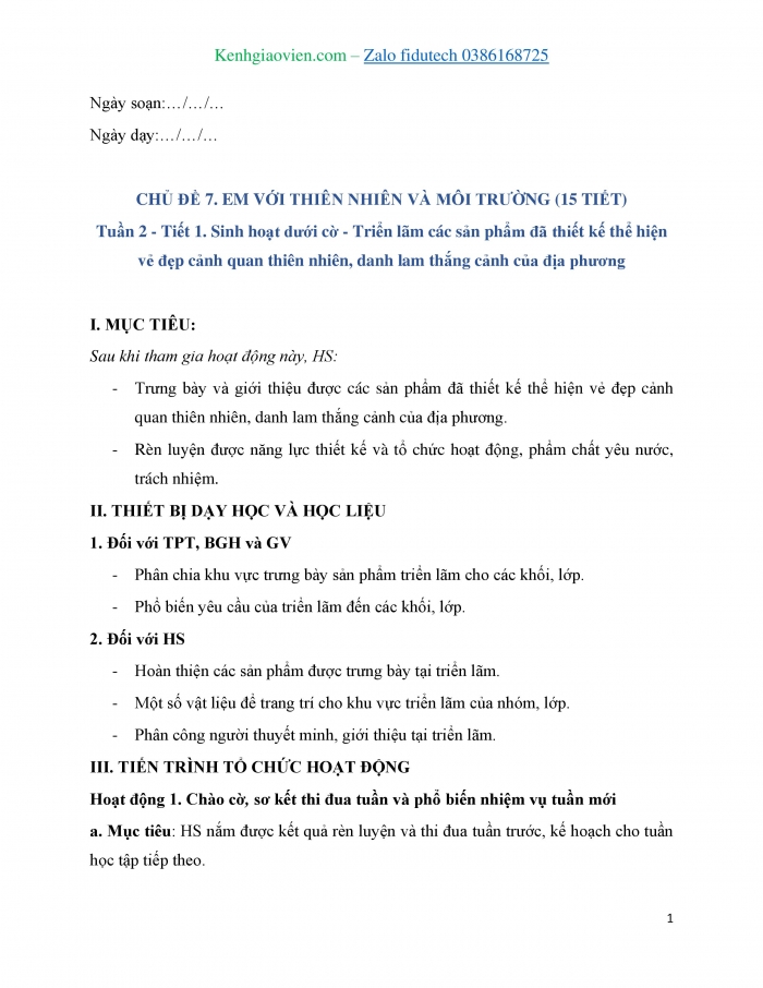 Giáo án và PPT Hoạt động trải nghiệm 8 kết nối Chủ đề 7 Em với thiên nhiên và môi trường - Cánh quan thiên nhiên quê hương tôi (2)