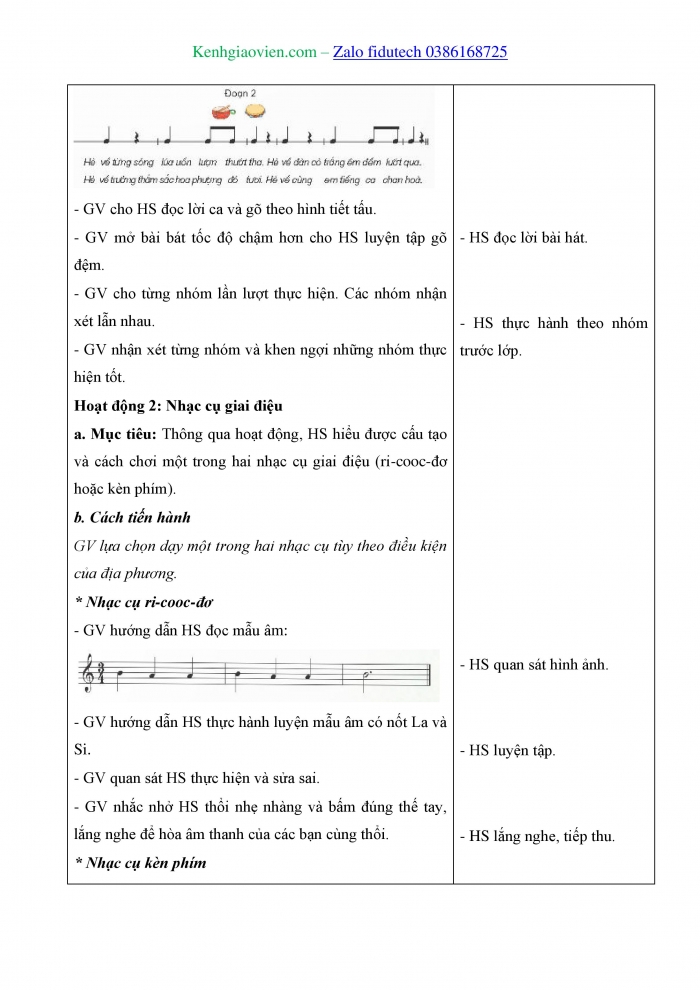 Giáo án và PPT Âm nhạc 4 kết nối Tiết 32: Ôn bài hát Em yêu mùa hè quê em, Nhạc cụ Thể hiện nhạc cụ gõ hoặc nhạc cụ giai điệu