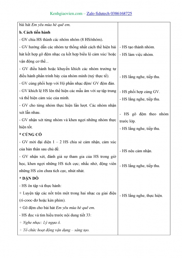 Giáo án và PPT Âm nhạc 4 kết nối Tiết 32: Ôn bài hát Em yêu mùa hè quê em, Nhạc cụ Thể hiện nhạc cụ gõ hoặc nhạc cụ giai điệu