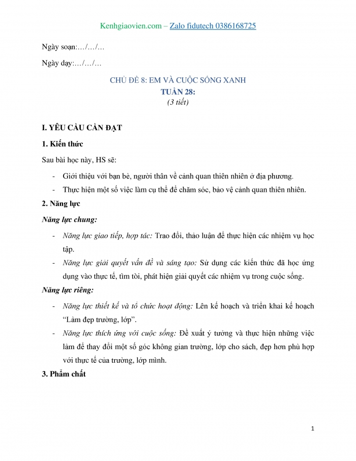 Giáo án và PPT Hoạt động trải nghiệm 4 chân trời bản 1 Chủ đề 8: Em và cuộc sống xanh - Tuần 28