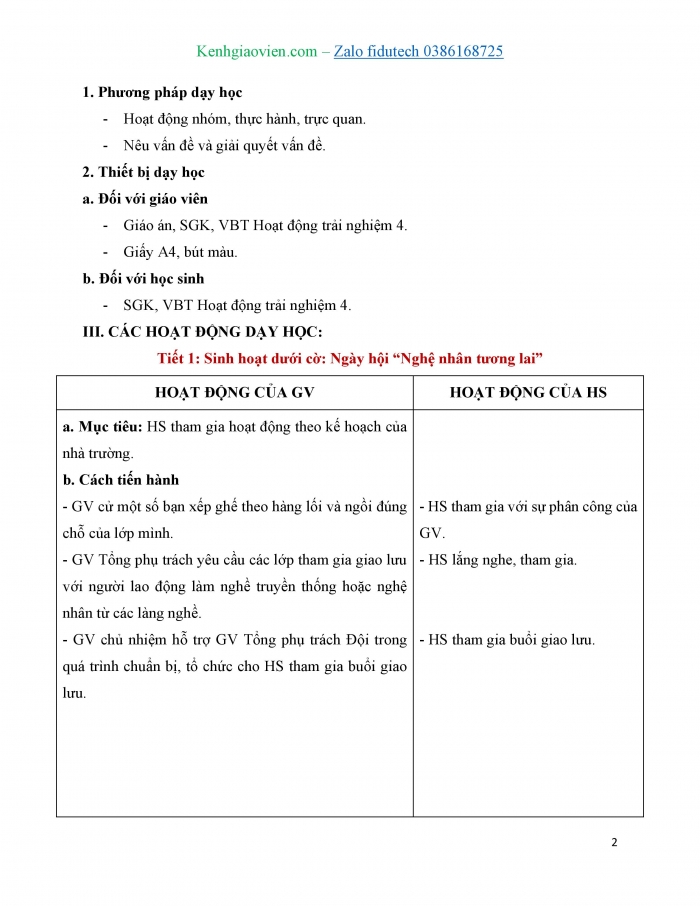 Giáo án và PPT Hoạt động trải nghiệm 4 kết nối Chủ đề Trải nghiệm nghề truyền thống - Tuần 33