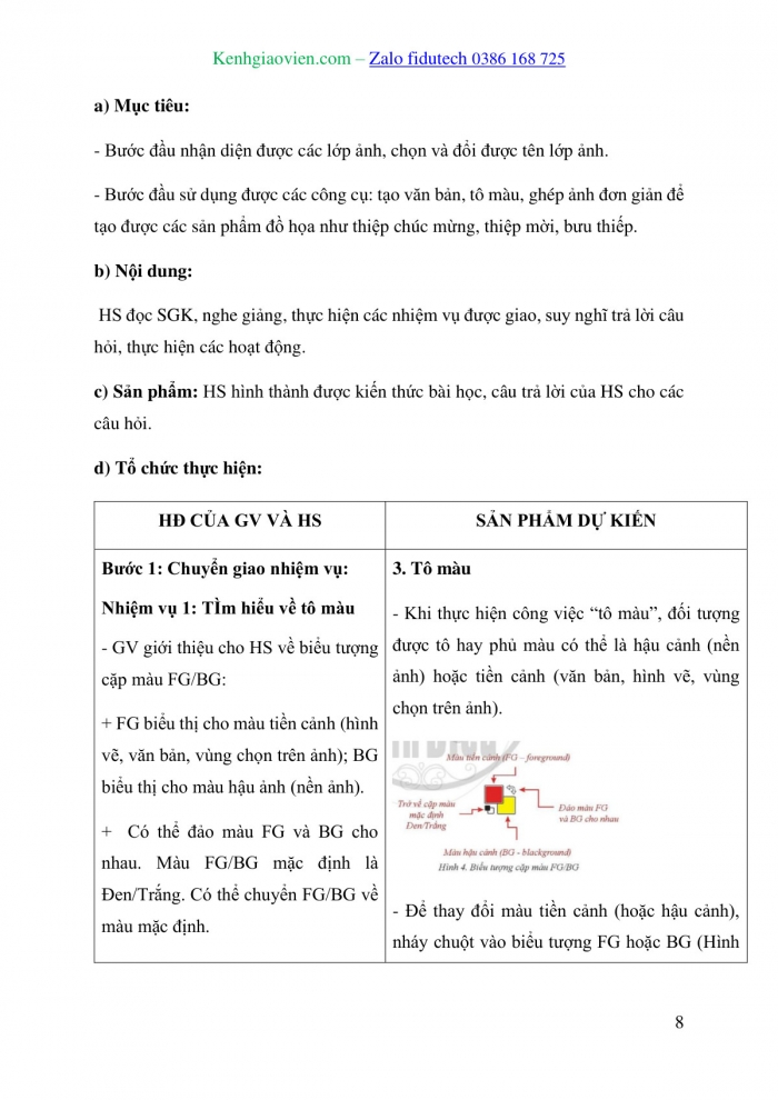 Giáo án và PPT Tin học 10 cánh diều Bài 1: Tạo văn bản, tô màu và ghép ảnh