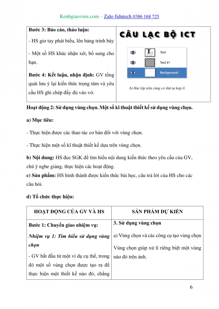 Giáo án và PPT Tin học 10 cánh diều Bài 2: Một số kĩ thuật thiết kế sử dụng vùng chọn, đường dẫn và các lớp ảnh