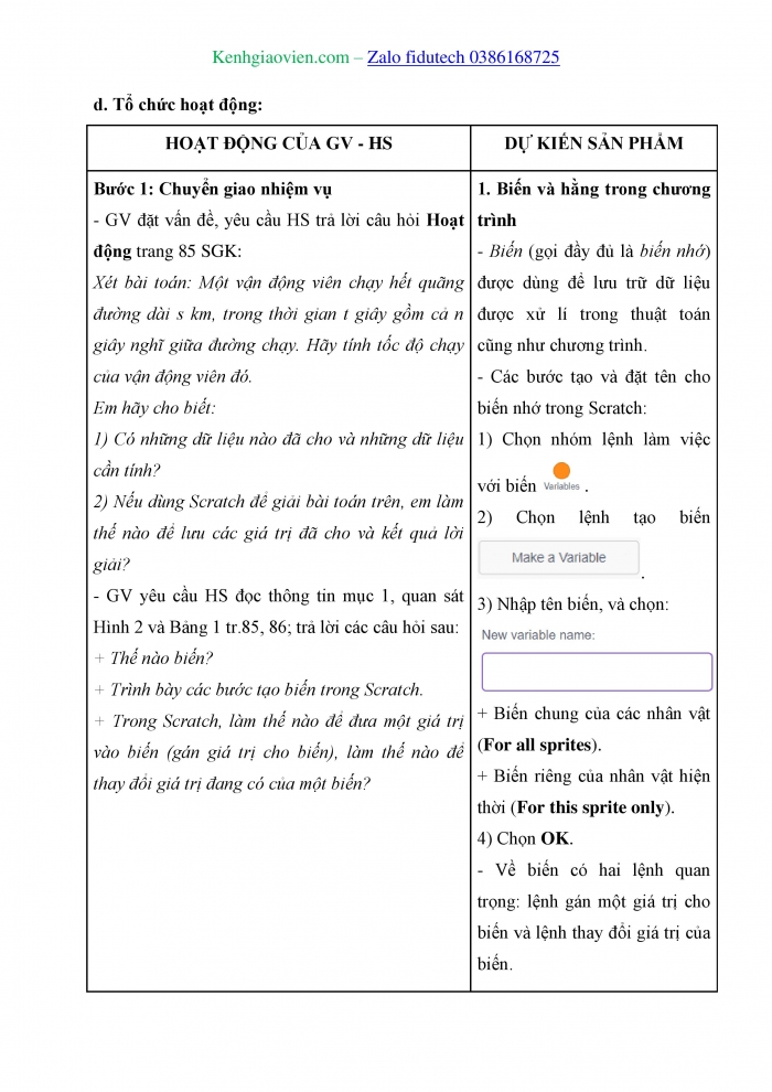 Giáo án và PPT Tin học 8 cánh diều Chủ đề F Bài 2: Sử dụng biến trong chương trình