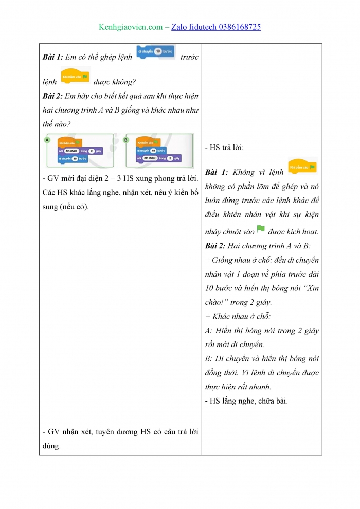 Giáo án và PPT Tin học 4 cánh diều Bài 2: Tạo chương trình Scratch đầu tiên