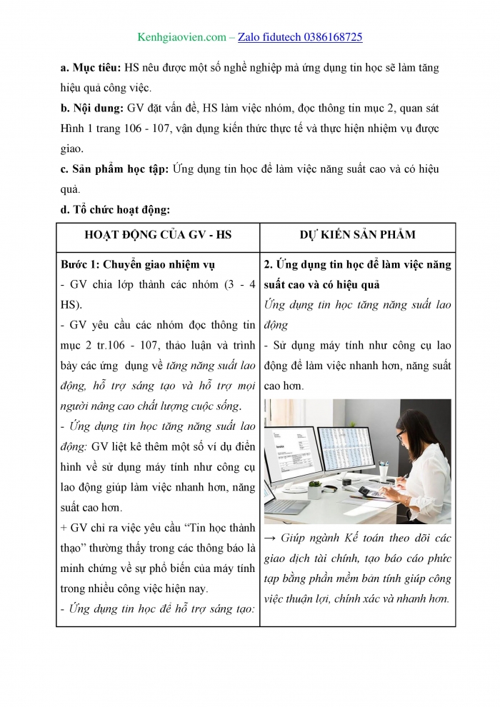 Giáo án và PPT Tin học 8 cánh diều Chủ đề G Bài 1: Tin học và ứng dụng