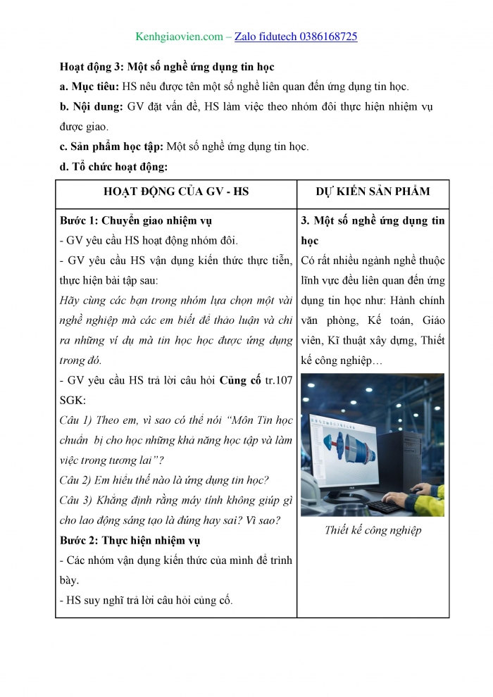 Giáo án và PPT Tin học 8 cánh diều Chủ đề G Bài 1: Tin học và ứng dụng