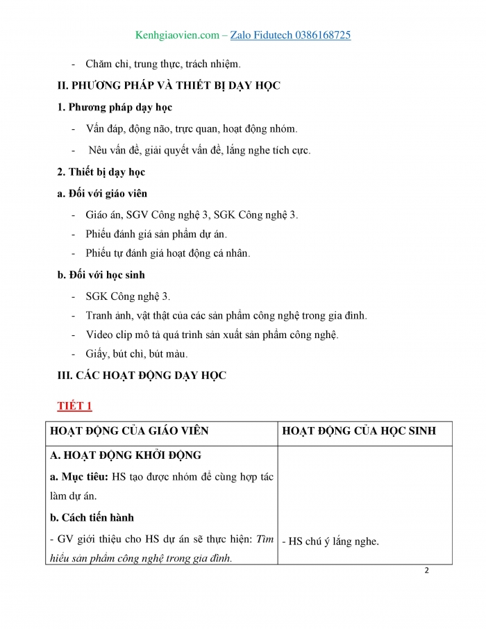 Giáo án và PPT Công nghệ 3 chân trời Dự án 1: Tìm hiểu sản phẩm công nghệ trong gia đình