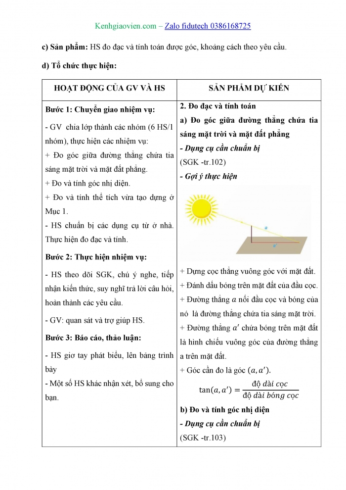 Giáo án và PPT Toán 11 kết nối Hoạt động thực hành trải nghiệm Hình học