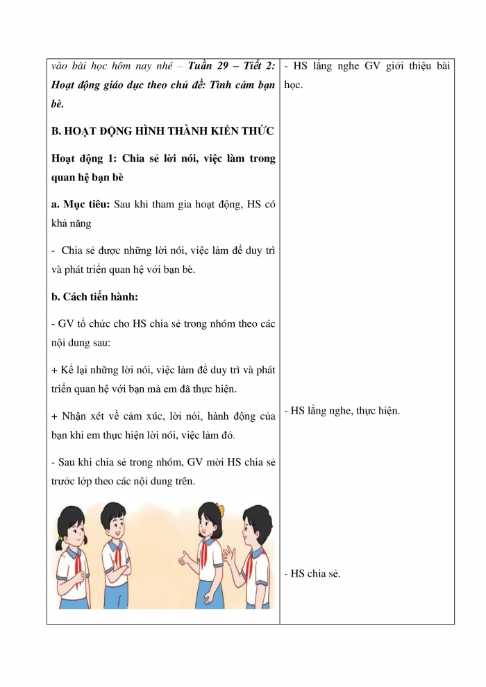 Giáo án và PPT Hoạt động trải nghiệm 3 cánh diều Chủ đề 8: Em và những người bạn - Tuần 29