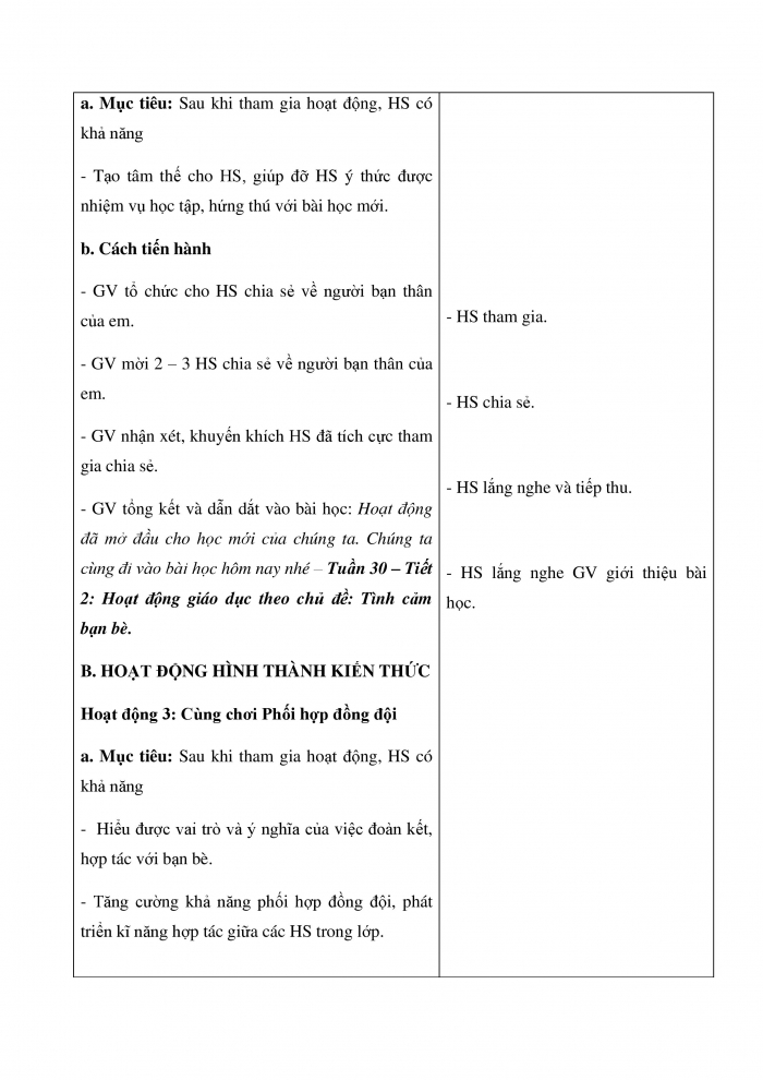 Giáo án và PPT Hoạt động trải nghiệm 3 cánh diều Chủ đề 8: Em và những người bạn - Tuần 30