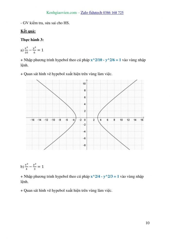 Giáo án và PPT Toán 10 chân trời Bài 2: Vẽ ba đường conic bằng phần mềm GeoGebra