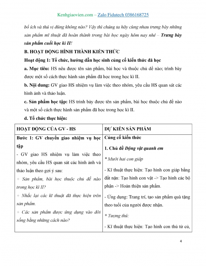 Giáo án và PPT Mĩ thuật 7 cánh diều Trưng bày sản phẩm cuối học kì II