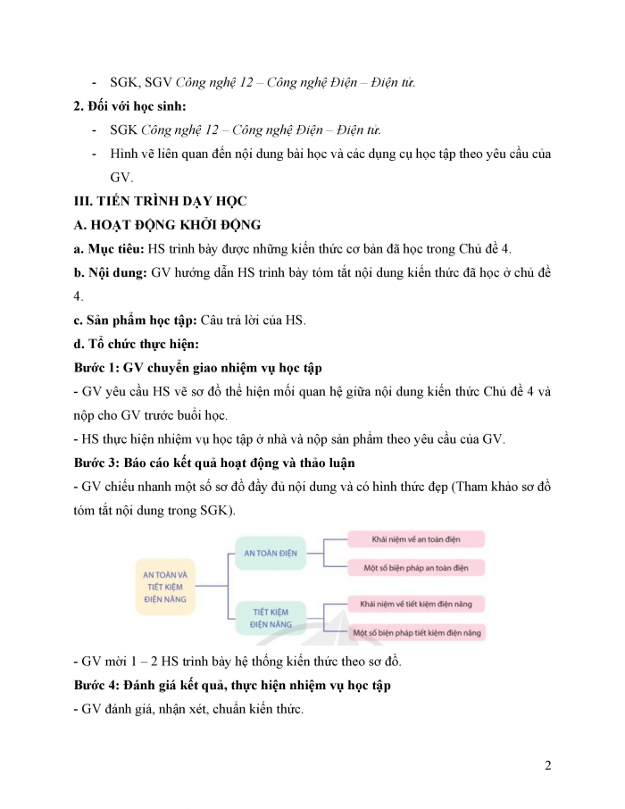 Giáo án và PPT công nghệ 12 điện - điện tử Cánh diều bài Ôn tập chủ đề 4