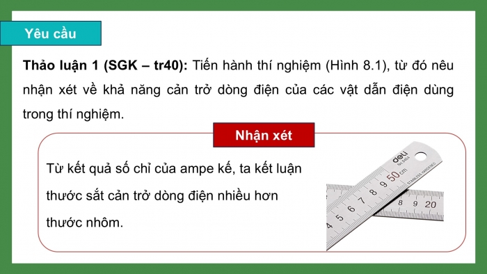 Giáo án điện tử KHTN 9 chân trời - Phân môn Vật lí Bài 8: Điện trở. Định luật Ohm