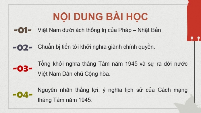 Giáo án điện tử Lịch sử 9 chân trời Bài 8: Cách mạng tháng Tám năm 1945