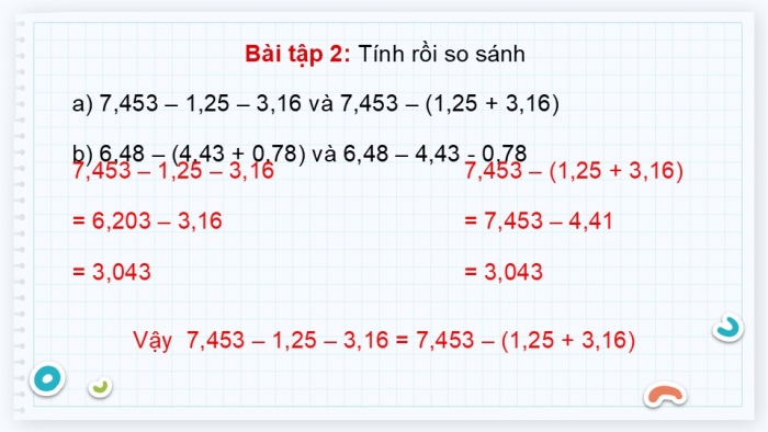 Giáo án PPT dạy thêm Toán 5 Chân trời bài 29: Trừ hai số thập phân