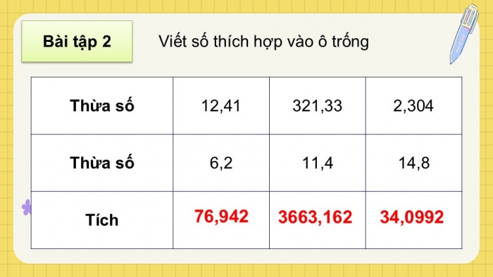 Giáo án PPT dạy thêm Toán 5 Chân trời bài 32: Nhân hai số thập phân