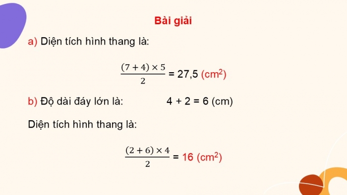 Giáo án PPT dạy thêm Toán 5 Chân trời bài 46: Diện tích hình thang