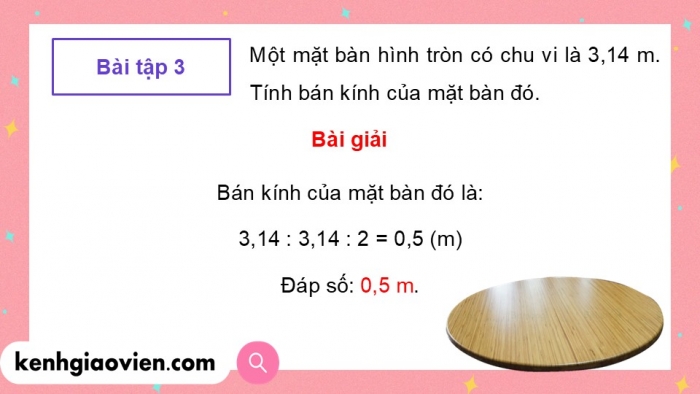 Giáo án PPT dạy thêm Toán 5 Chân trời bài 48: Chu vi hình tròn