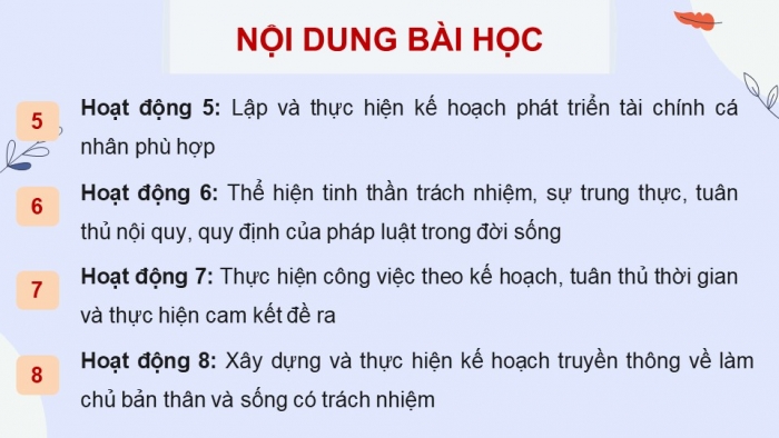 Giáo án điện tử Hoạt động trải nghiệm 12 cánh diều Chủ đề 3: Làm chủ bản thân và sống có trách nhiệm (P1)