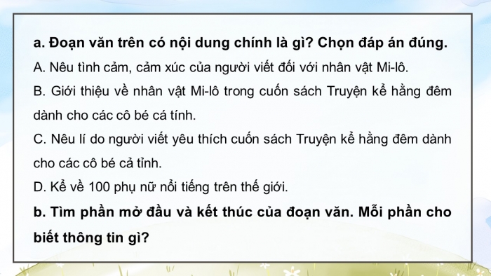 Giáo án điện tử Tiếng Việt 5 kết nối Bài 17: Tìm hiểu cách viết đoạn văn giới thiệu nhân vật trong một cuốn sách