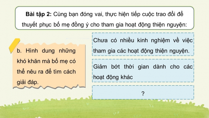 Giáo án điện tử Tiếng Việt 5 chân trời Bài 2: Trao đổi ý kiến với người thân Chung tay vì cộng đồng