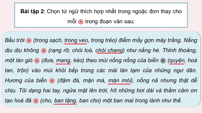 Giáo án điện tử Tiếng Việt 5 chân trời Bài 7: Luyện tập sử dụng từ ngữ