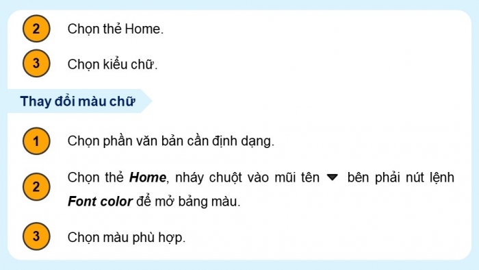 Giáo án điện tử Tin học 5 chân trời Bài 7: Định dạng kí tự